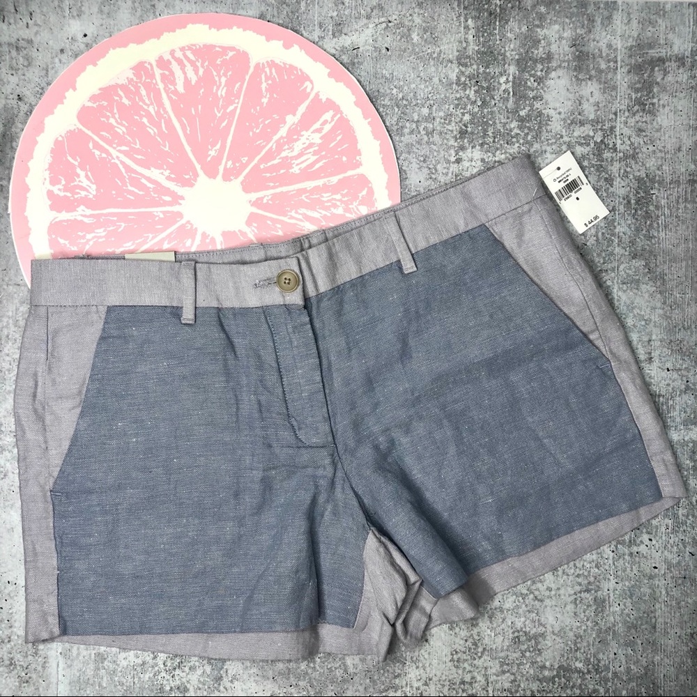 Gap 2 tone chambray blue linen cotton short shorts size 6